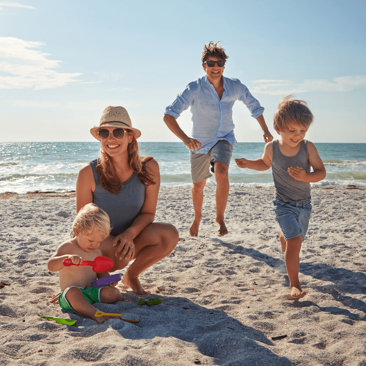 A family enjoying time together at the beach